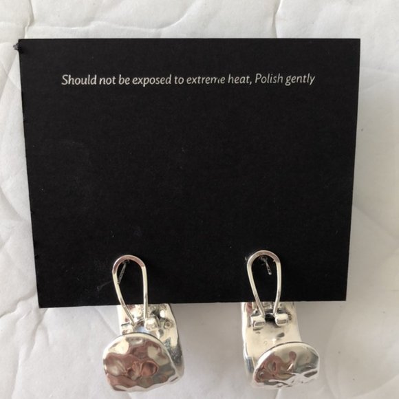 E&L Sterling Silver Earrings Electroform Hammered Israel 1.5" long - Picture 7 of 12